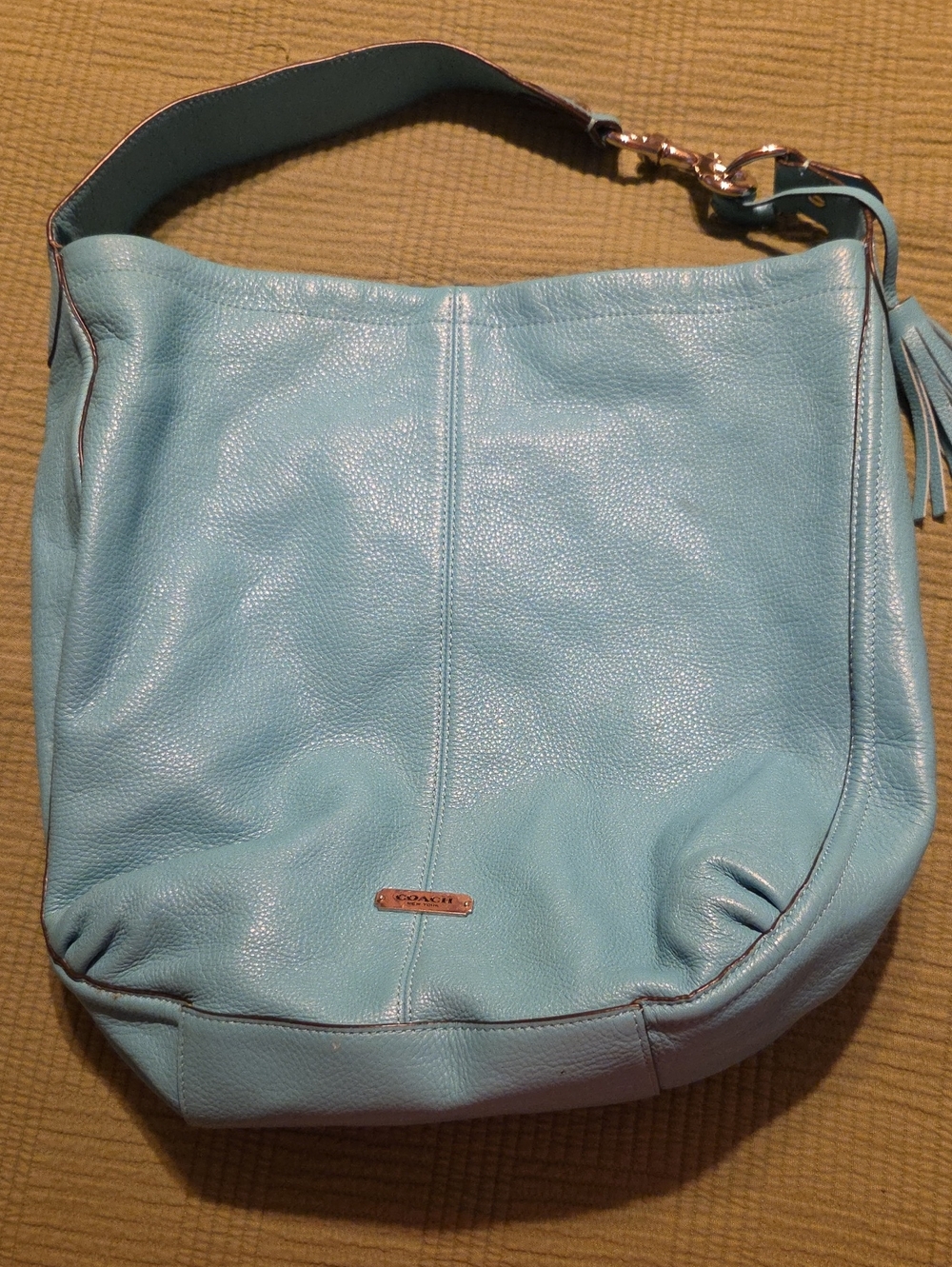 Coach Pebbled Leather Hobo in Sky Blue